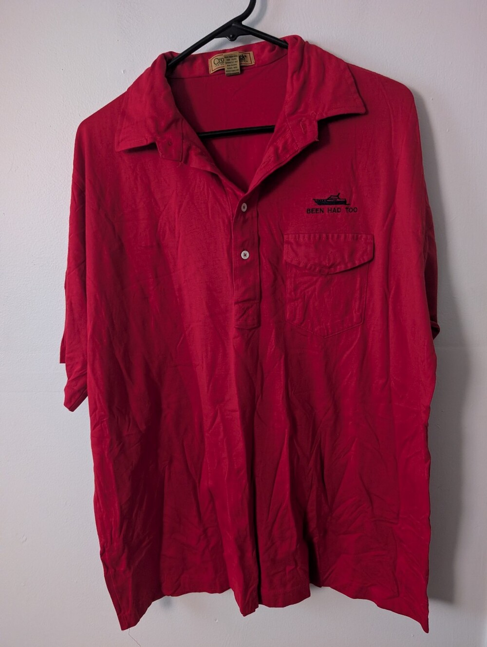 Cross Creek Mens‎ Red Cotton Polo Boat Decal Size XL